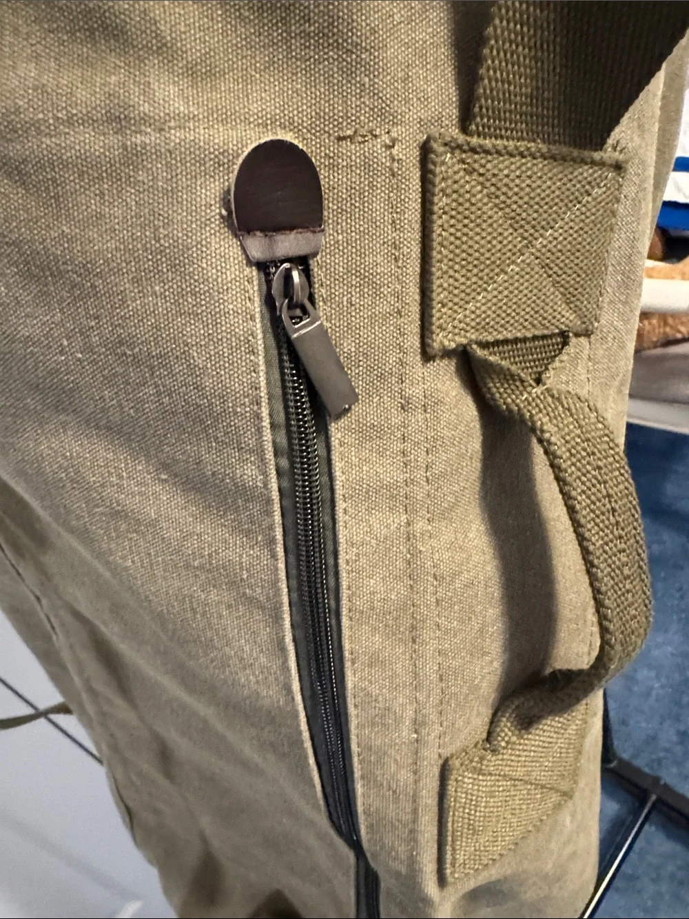 Olive Canvas Roll-Top Backpack - Casual Men’s Bag
